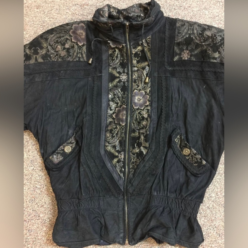 RARE Wilsons floral leather jacket (small)